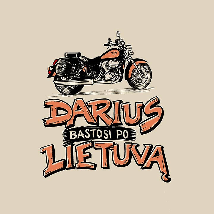 Hand drawn emblem created for motorcycle adventures of a guy.