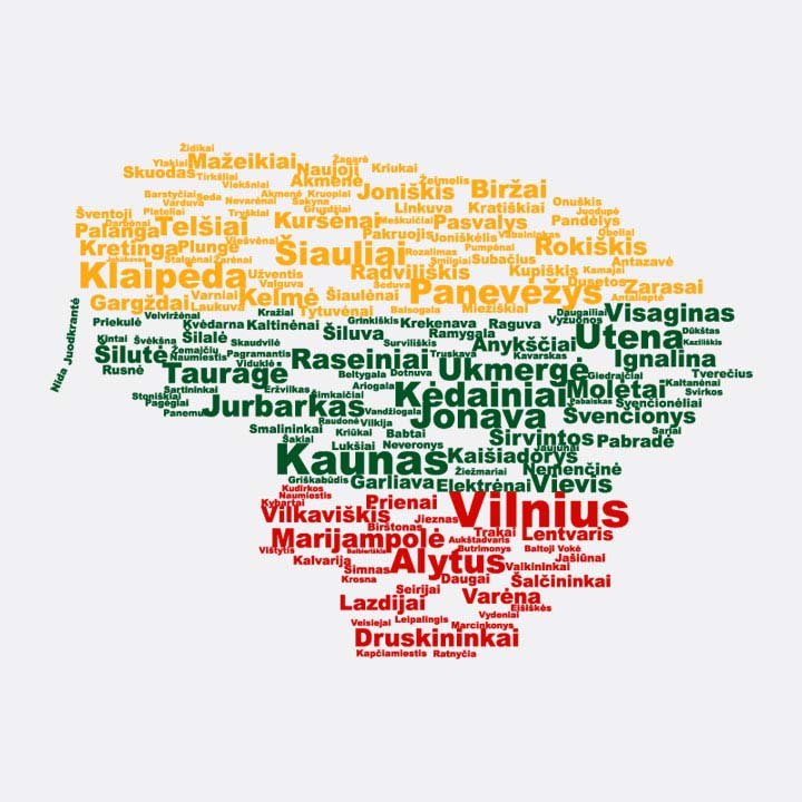 Map of Lithuania in flag colors. Patriotic design created to be sold on T-shirts.